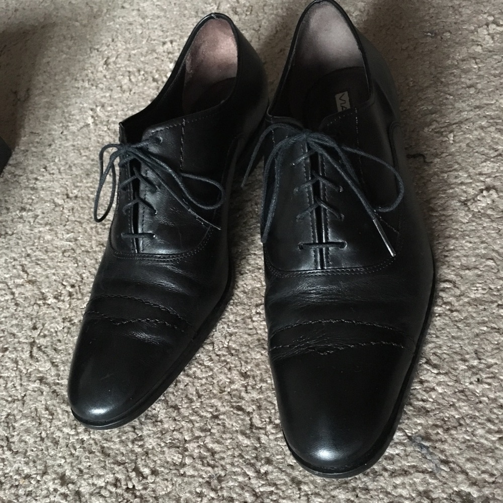 Via spiga womens 6.5 oxford lace ups black leather